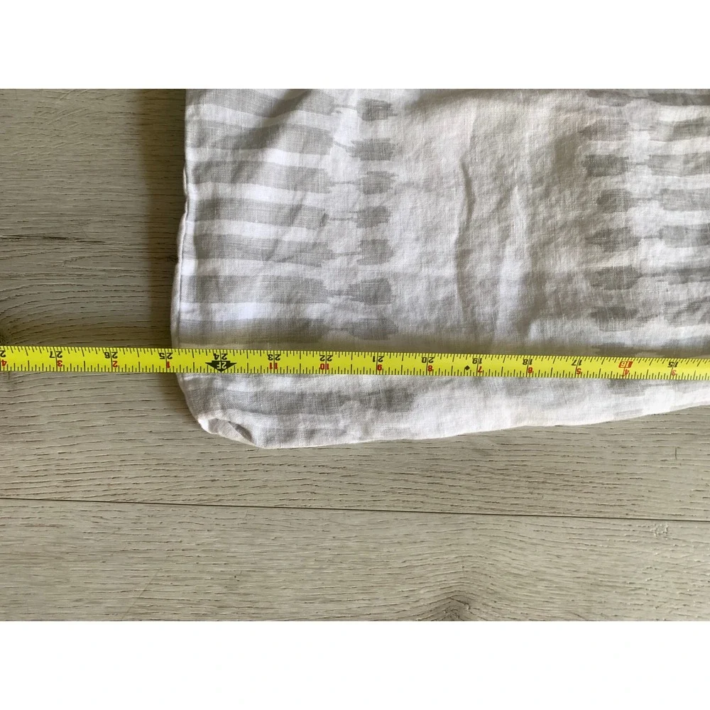 2 West Elm 100% Linen‎ Euro Sham 26x26 Grey White Ikat Stripe Envelope Closure